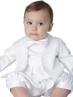 Baby Boys Suits Christopher Christening Romper in White