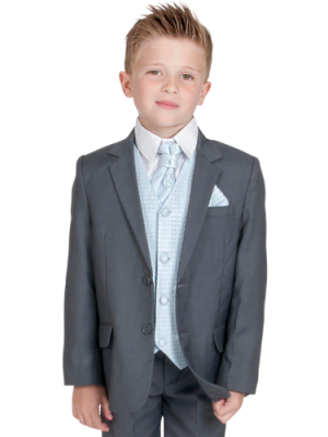 Boys 5 Piece Suits 5 Piece Grey with Ivory Philip