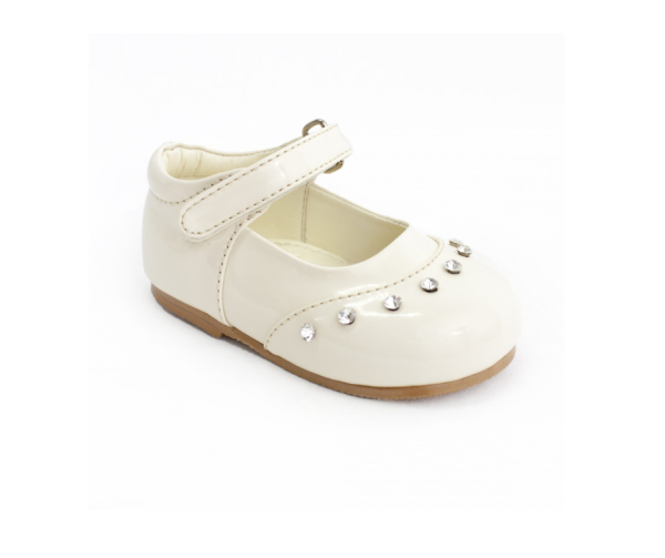 Girls Shoes Early Steps Girls Cream Patent Fairy Diamond Shoes