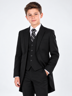 Boys 5 Piece Suit Black Tailcoat