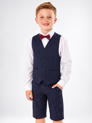 Boys 4 piece Suit Navy Short Set