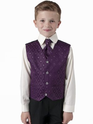 Boys suits Boys 4 Piece Suit With Purple Waistcoat Alfred