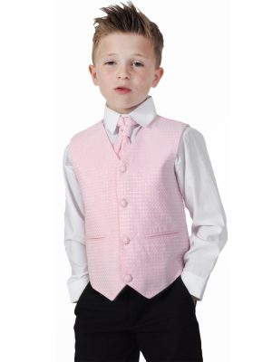 Boys Boys 4 Piece Suit Black With Pink Waistcoat Philip