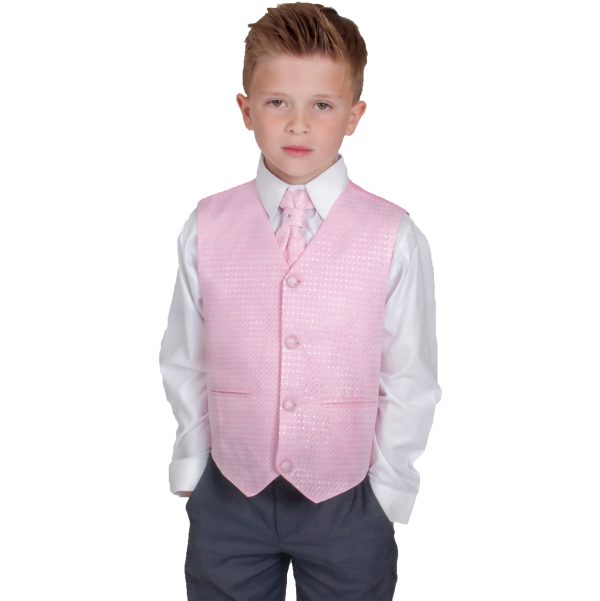 Boys 4 Piece Suit Grey Pink Philip
