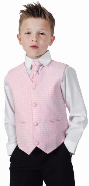 Boys 4 Piece Suit Black With Pink Waistcoat Philip