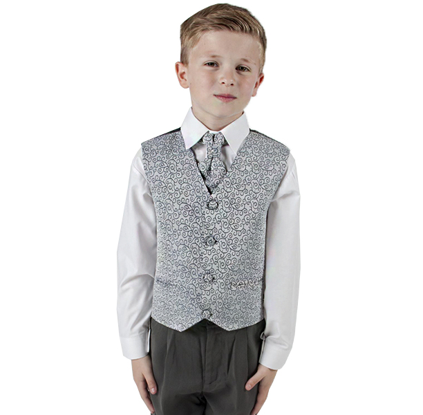 Boys 4 Piece Suit Grey With Grey Waistcoat Henry – Occasionwear for Kids
