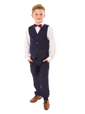 Boys 3 Piece Suits Boys navy check suit Spencer