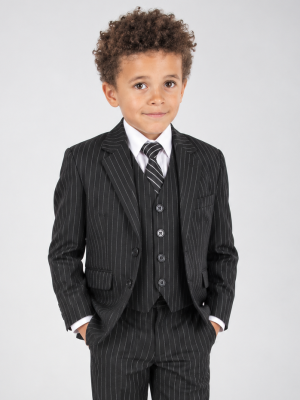 Baby Boys 5 Piece Black Pinstripe Suit