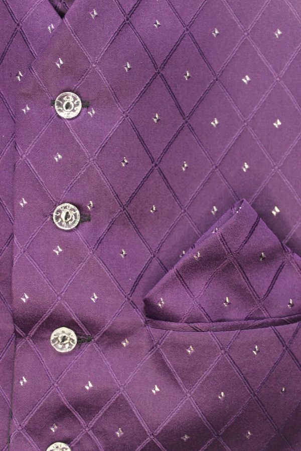 Boys 3 Piece Suits Boys Purple Waistcoat Alfred