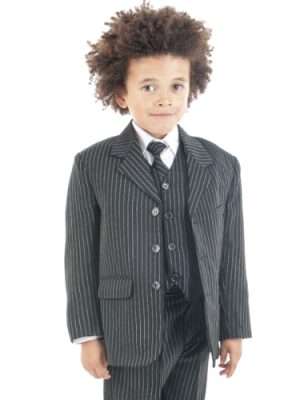 Baby Boys Suits Baby Boys 5 Piece Black Pinstripe Suit