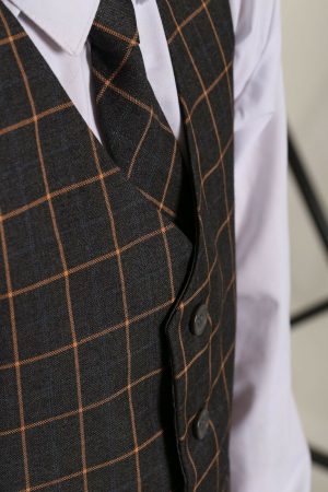 5pc Grey Suit with Grey Check Finn
