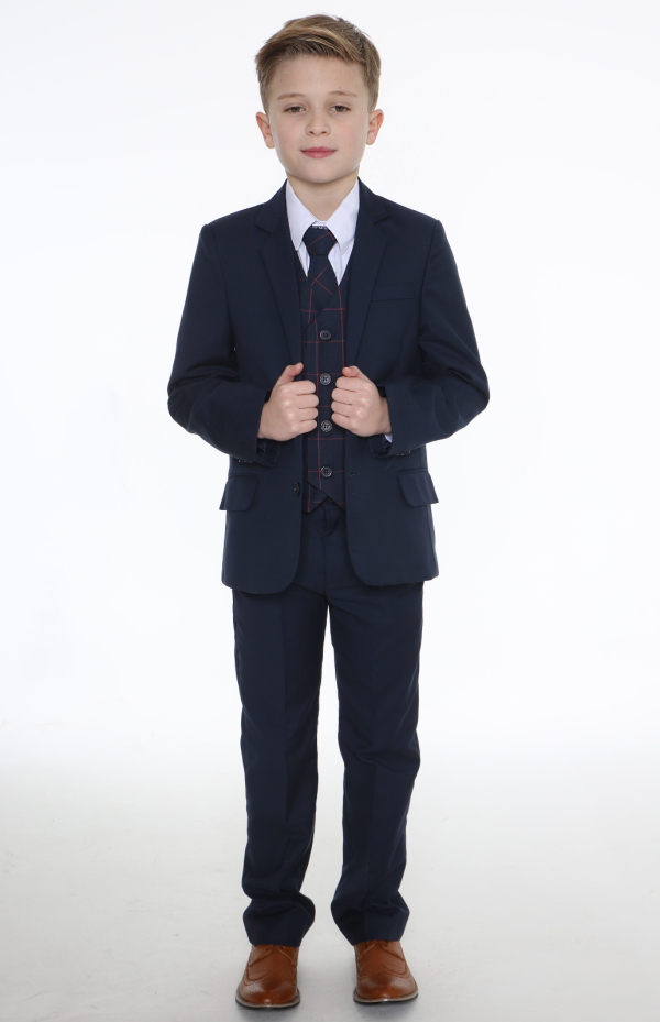 Boys 5 Piece Suits 5pc Navy Suit with Navy Connor