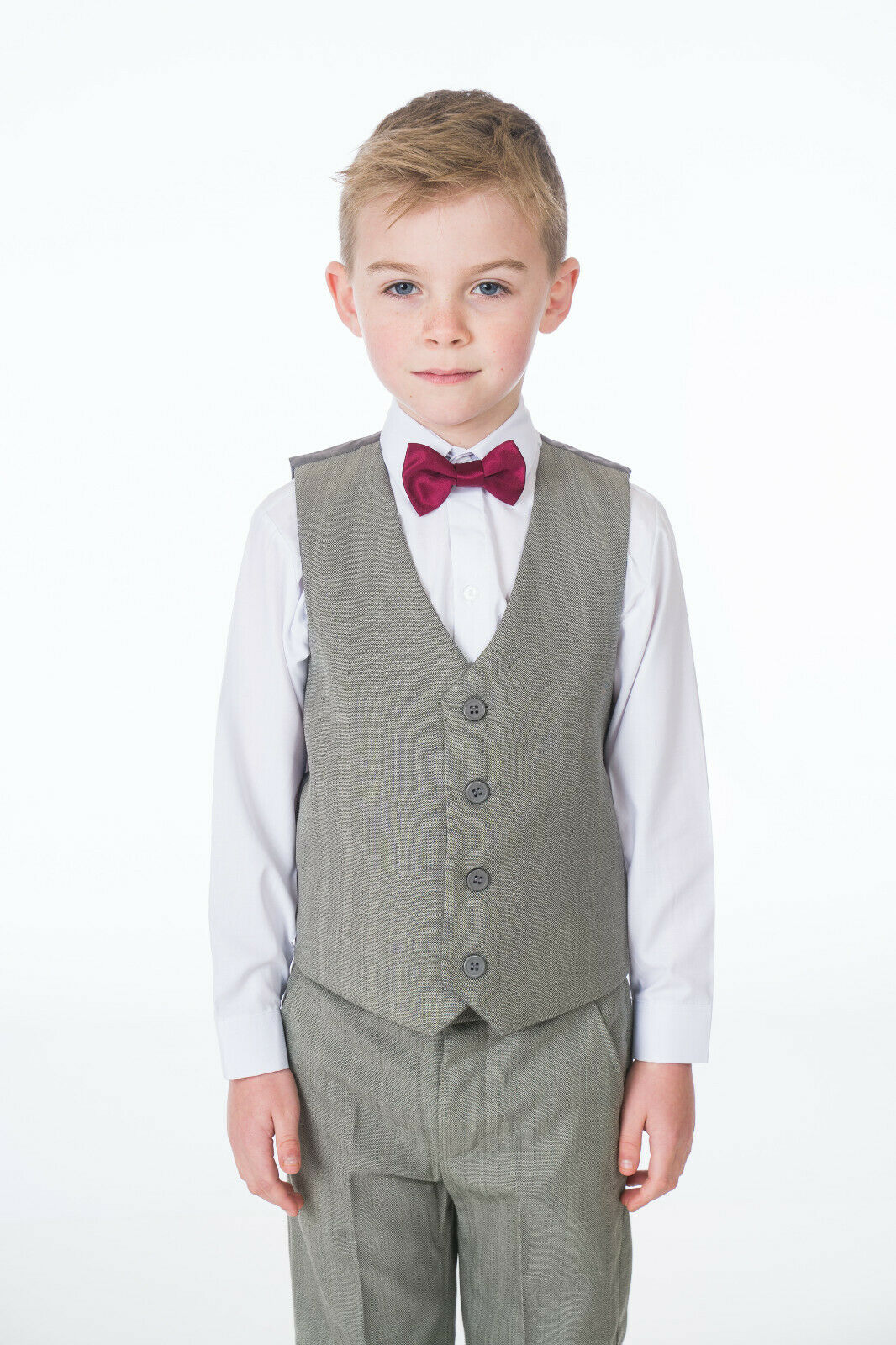 Boys 4 Piece Suit Grey Romario with Bow Tie – Occasionwear for Kids