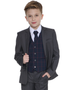 Boys 5 Piece Suits Boys 5 Piece grey Suit with Navy Connor