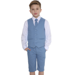 Baby Boys Suits Boys 4 Piece Blue Linen short set