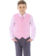 Clearance Items Boys 4 Piece Suit Grey with Pink/Pink Waistcoat Alfred