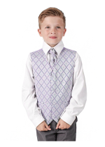 Boys 4 Piece Waistcoat Suits Boys 4 Piece Suit Grey with Lilac Waistcoat Alfred