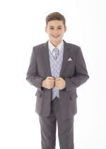 Boys 5 Piece Suits 5 Piece Grey with Lilac Alfred