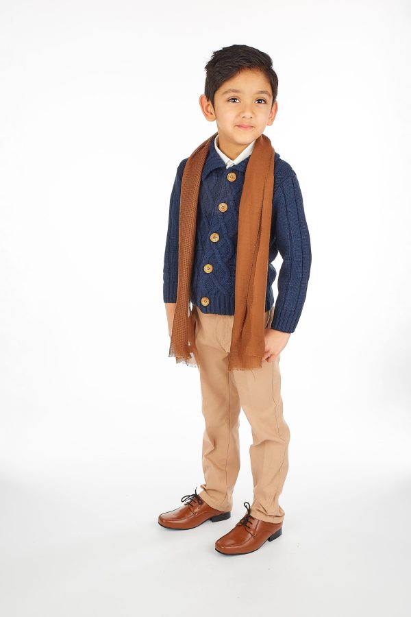 Boys 5 Piece Suits 5pc Boys Casual Outfit with Navy Cardigan