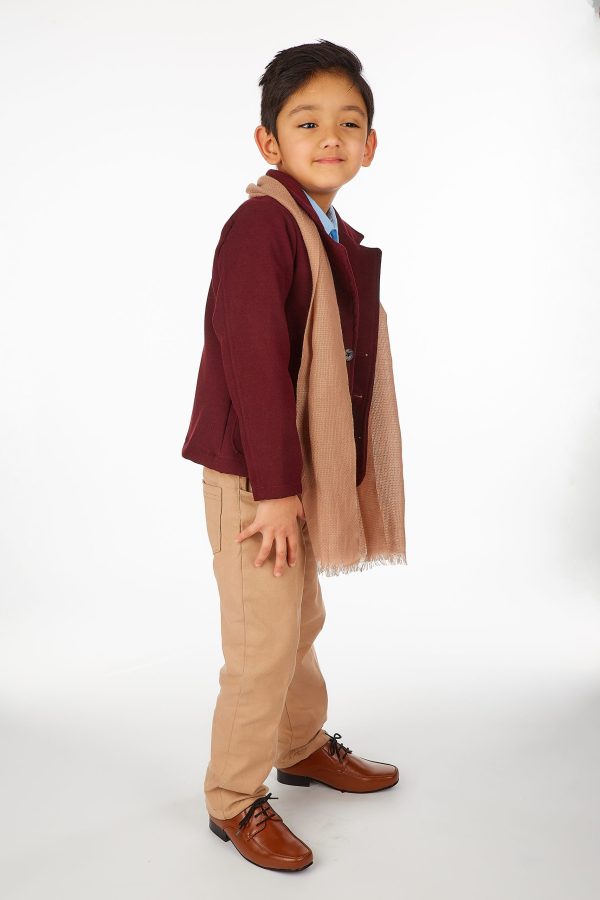 Boys 5 Piece Suits 5pc Boys Casual Outfit with Wine Blazer Suit