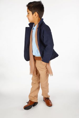 5pc Boys Casual Outfit with Navy Blazer Suit
