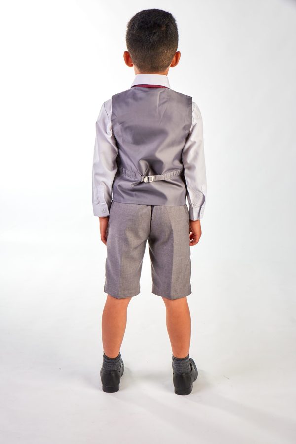 Boys 4 Piece Waistcoat Suits 4 Piece Grey Check Short Set