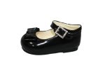 Girls Shoes Black Patent Shoes With Bow Feature