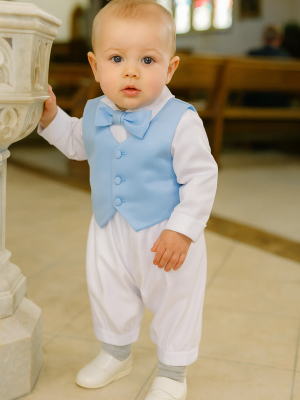 3 Piece Charlie Christening Suit In Light Blue