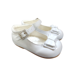 Girls Early Steps White Patent Shoes With Bow Feature