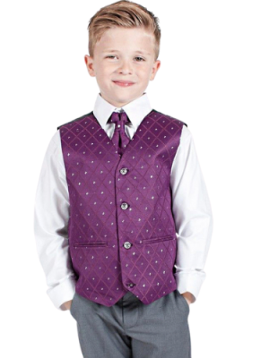 Boys 4 Piece Waistcoat Suits Boys 4 Piece Suit Grey with White/Pink Waistcoat Alfred