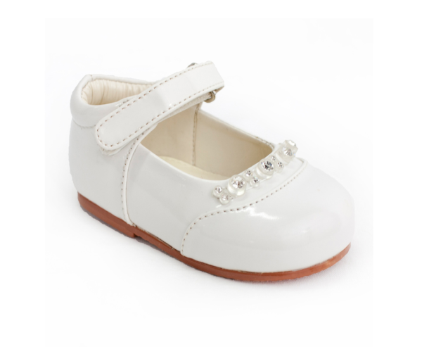 Girls Shoes Early Steps Girls White Patent Diamond Shoes