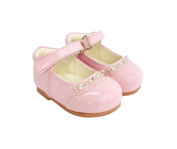 Early Steps Girls Pink Patent Diamond Shoes