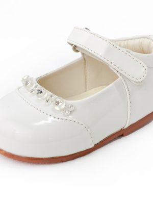 EXTENDED SALE Early Steps Girls Cream Patent Diamond Shoes