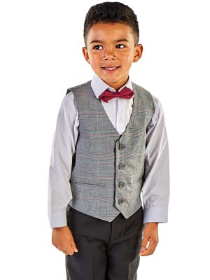 Boys 5 Piece Suits 5pc Boys Casual Outfit with Brown Cardigan