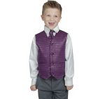 Boys 4 Piece Waistcoat Suits Boys 4 Piece Suit Grey with Purple Philip
