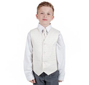 Boys 4 Piece Suit Grey with Cream Waistcoat Alfred