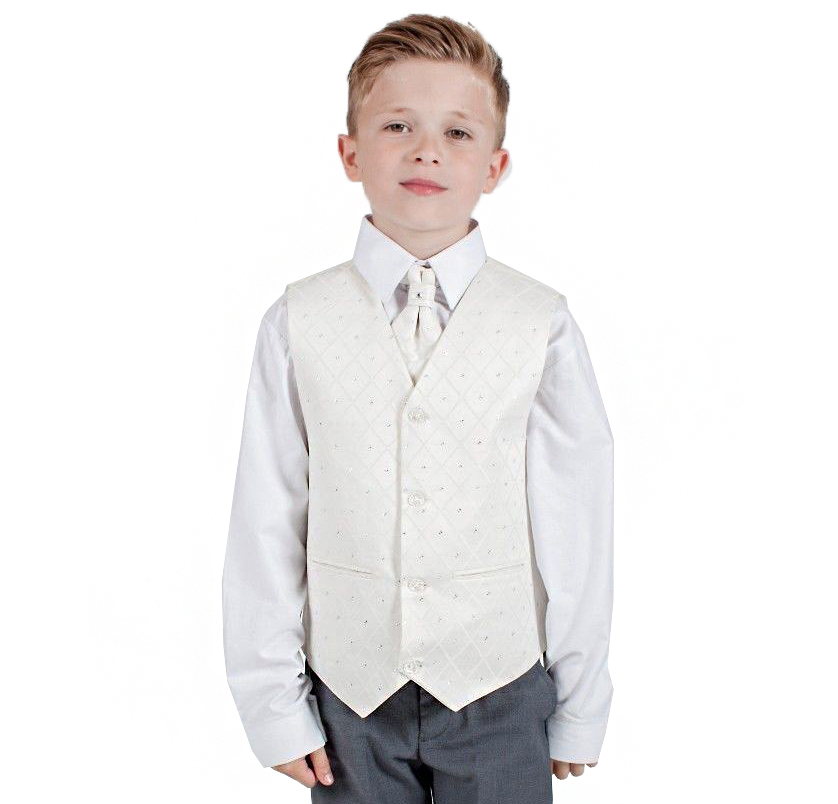 Boys 4 Piece Suit Grey with Cream Waistcoat Alfred – Occasionwear for Kids