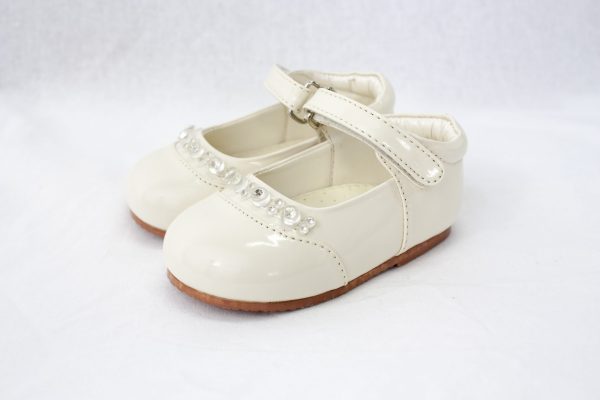Girls Shoes Early Steps Girls Cream Patent Diamond Shoes