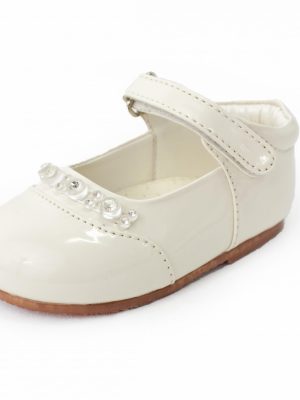 Girls Shoes Early Steps Girls Cream Patent Diamond Shoes