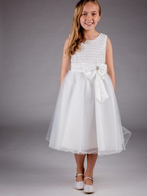 EXTENDED SALE Girls Sparkle Bow Dress Ivory