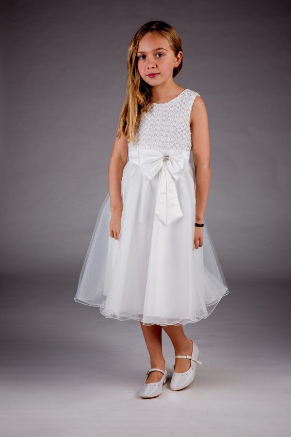 EXTENDED SALE Girls Sparkle Bow Dress White