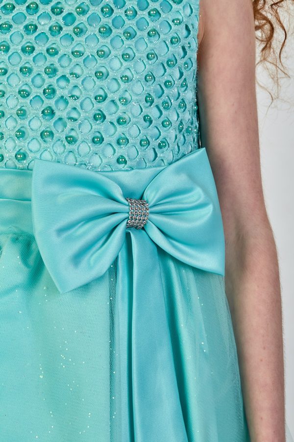 EXTENDED SALE Girls Sparkle Bow Dress Mint