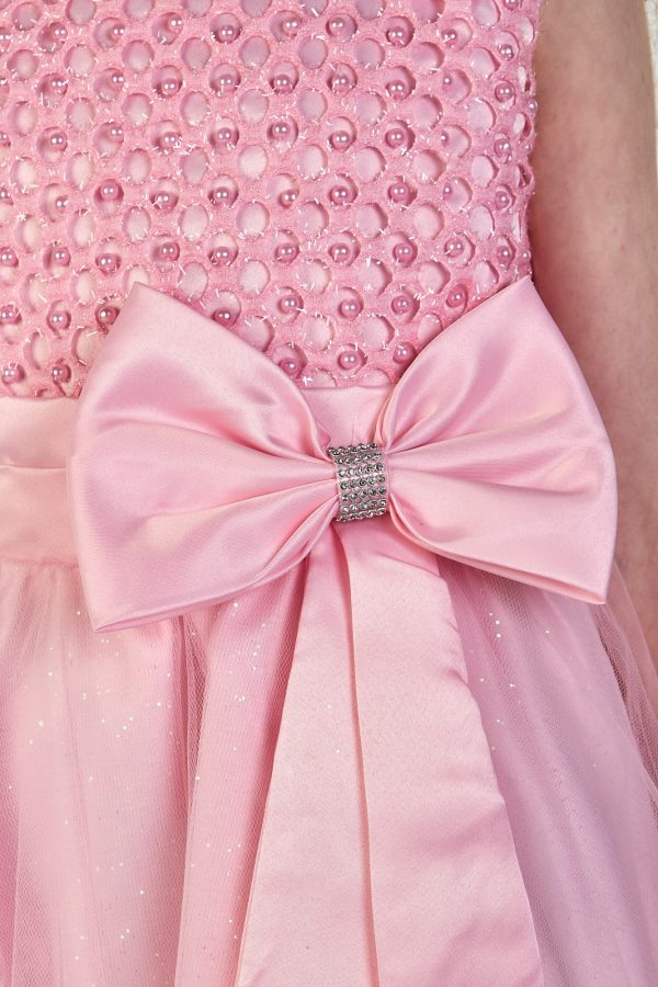 Girls Girls Sparkle Bow Dress Pink