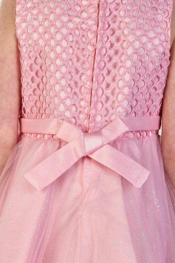 EXTENDED SALE Girls Sparkle Bow Dress Pink