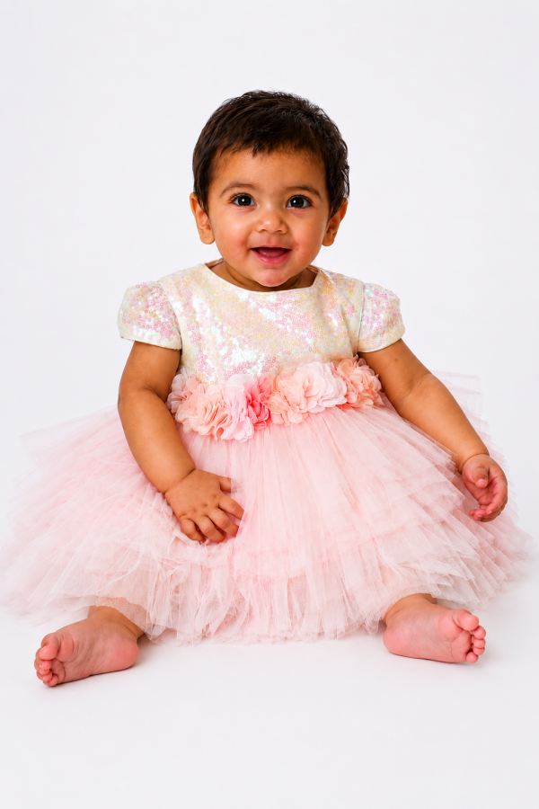 Baby Girls Sequin Dress in Pink - Occasionwear for kids