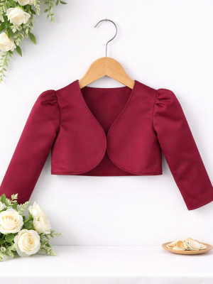 Girls Long Sleeve Wine Bolero