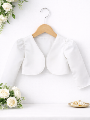 Girls Long Sleeve White Bolero