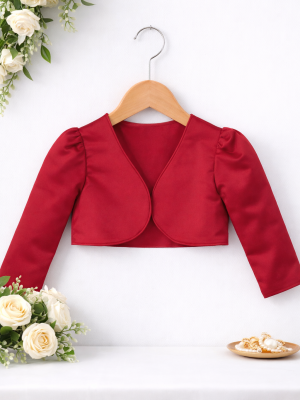 Girls Long Sleeve Red Bolero