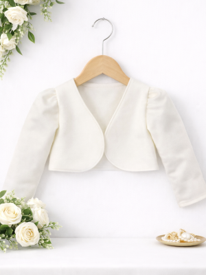 Girls Long Sleeve Cream Bolero