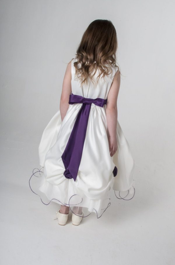 Flower Girl Dresses and Bridesmaid Dresses Girls Amelia Dress in Ivory/Purple